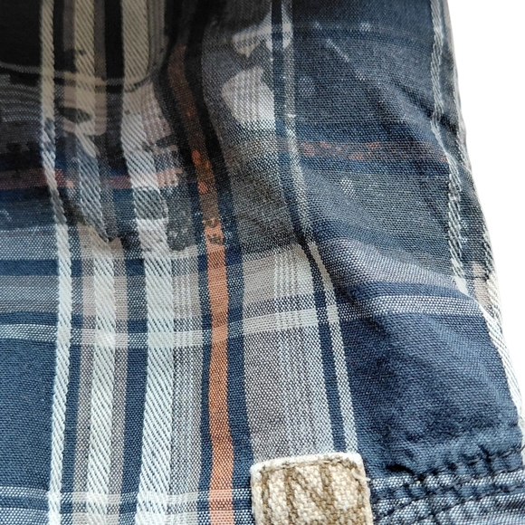 Men's Casual Plaid Button-Down Shirt - Black and Orange - Picture 7 of 10